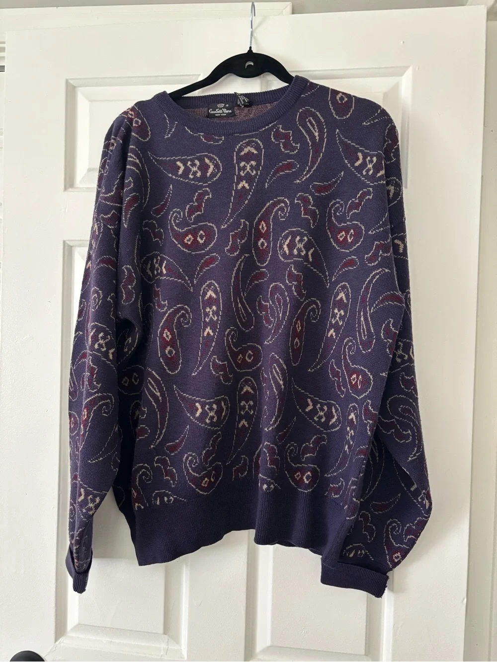 Vintage Countess Mara Wool Blend Paisley Knit Sweater - Size L - Like New